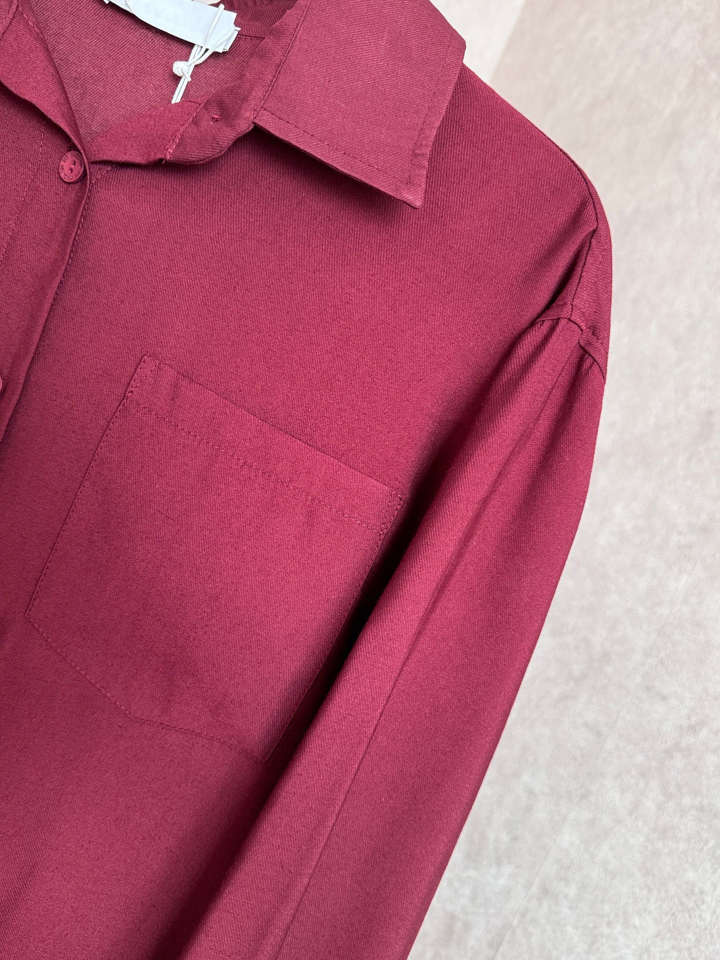 Modal kumaş düz gömlek tunik, bordo