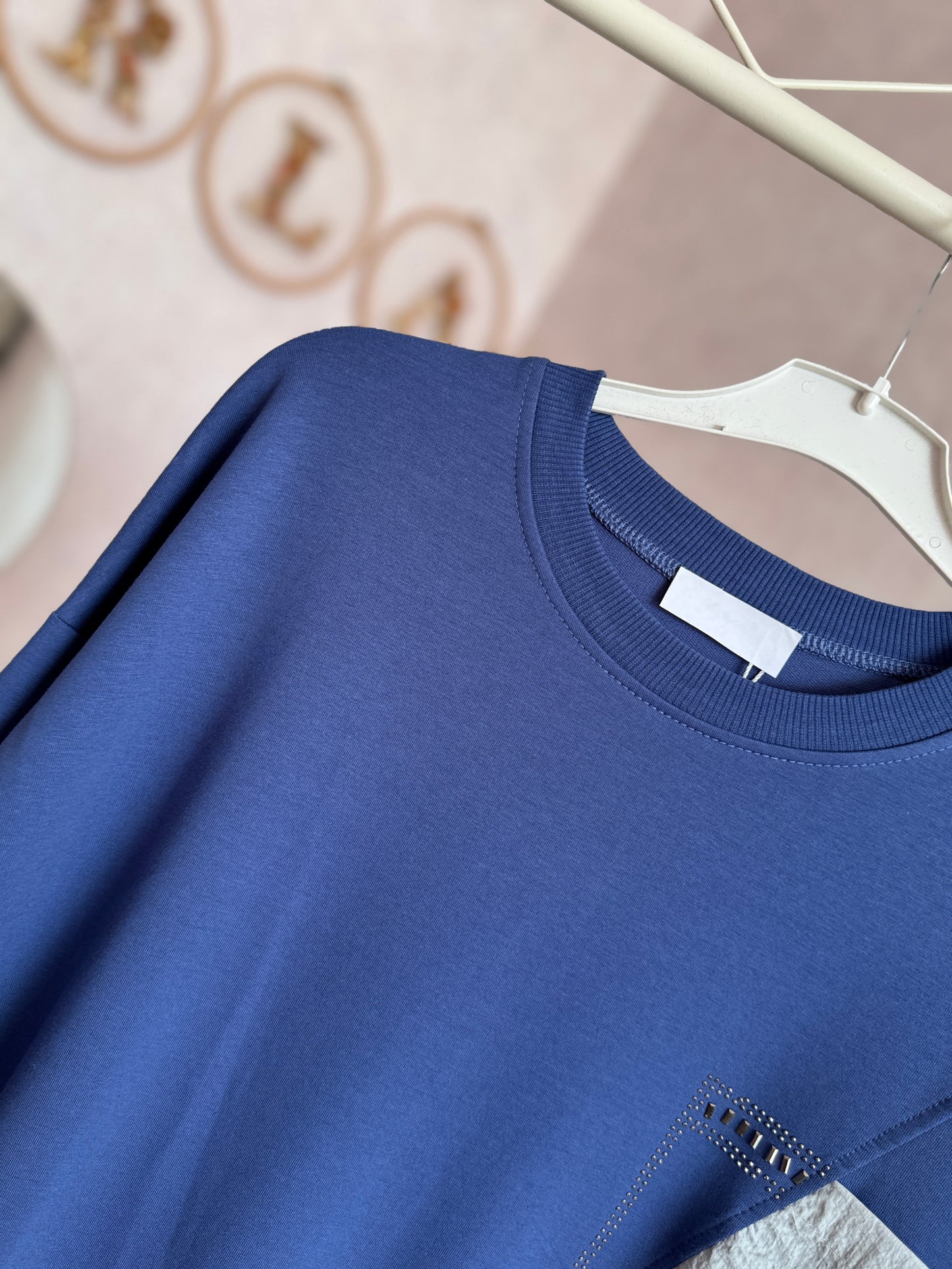 İki iplik penye tunik, yaka cep detaylı, indigo