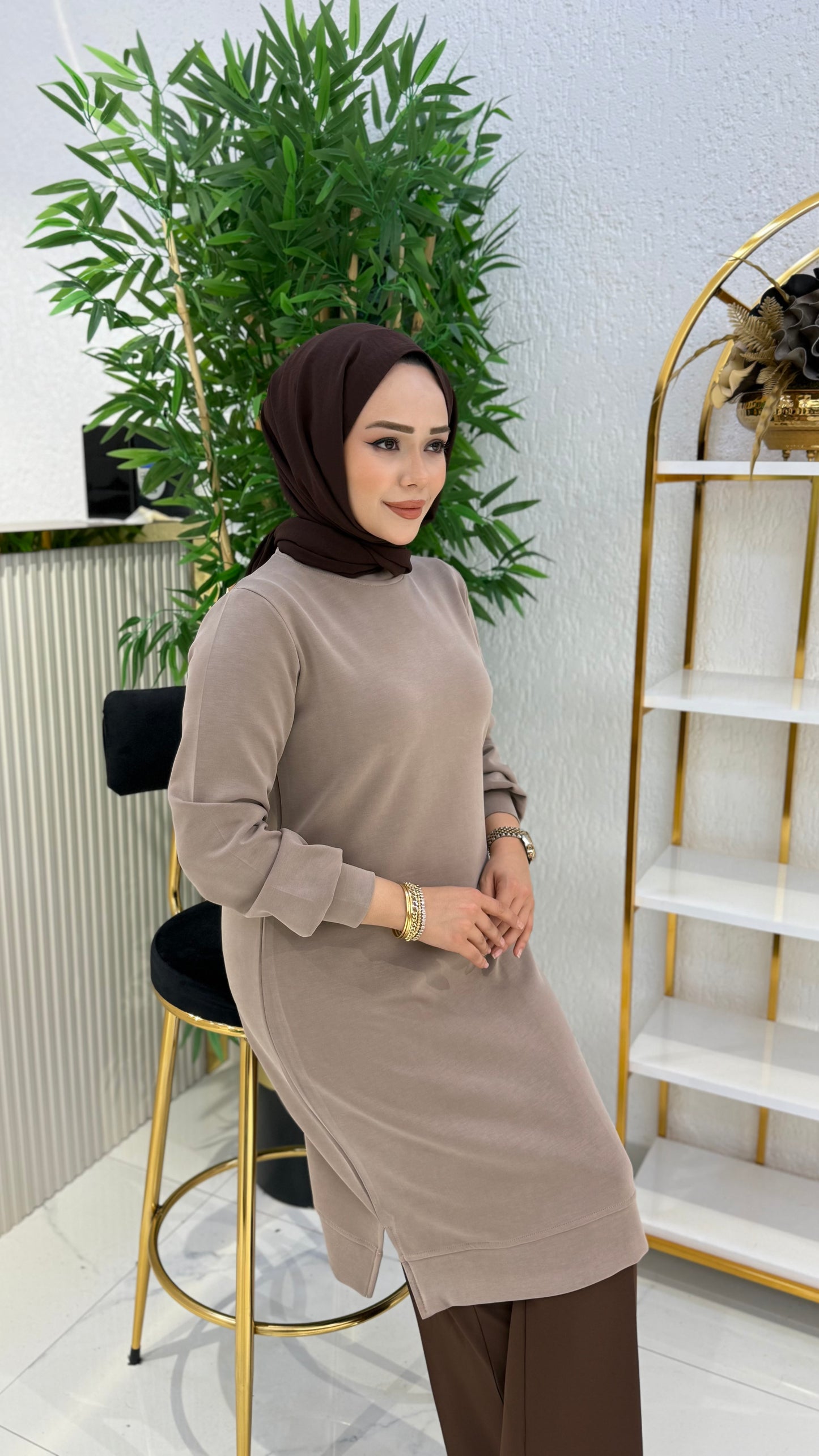 A kalite orijinal oysho kumaş Parla tunik, bej