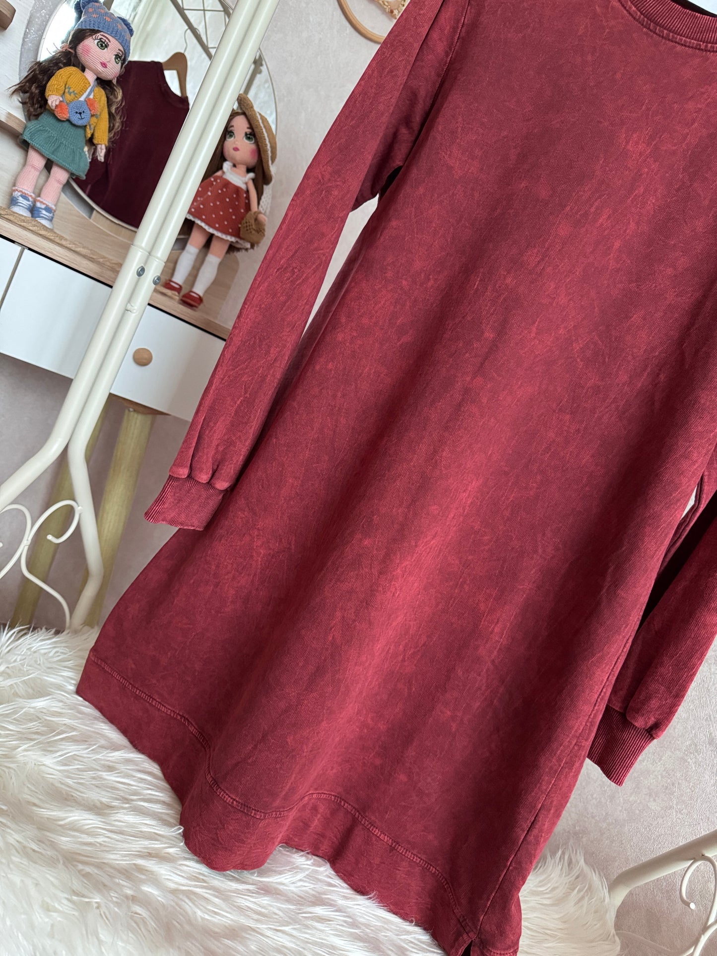 %100 pamuk tunik, bordo