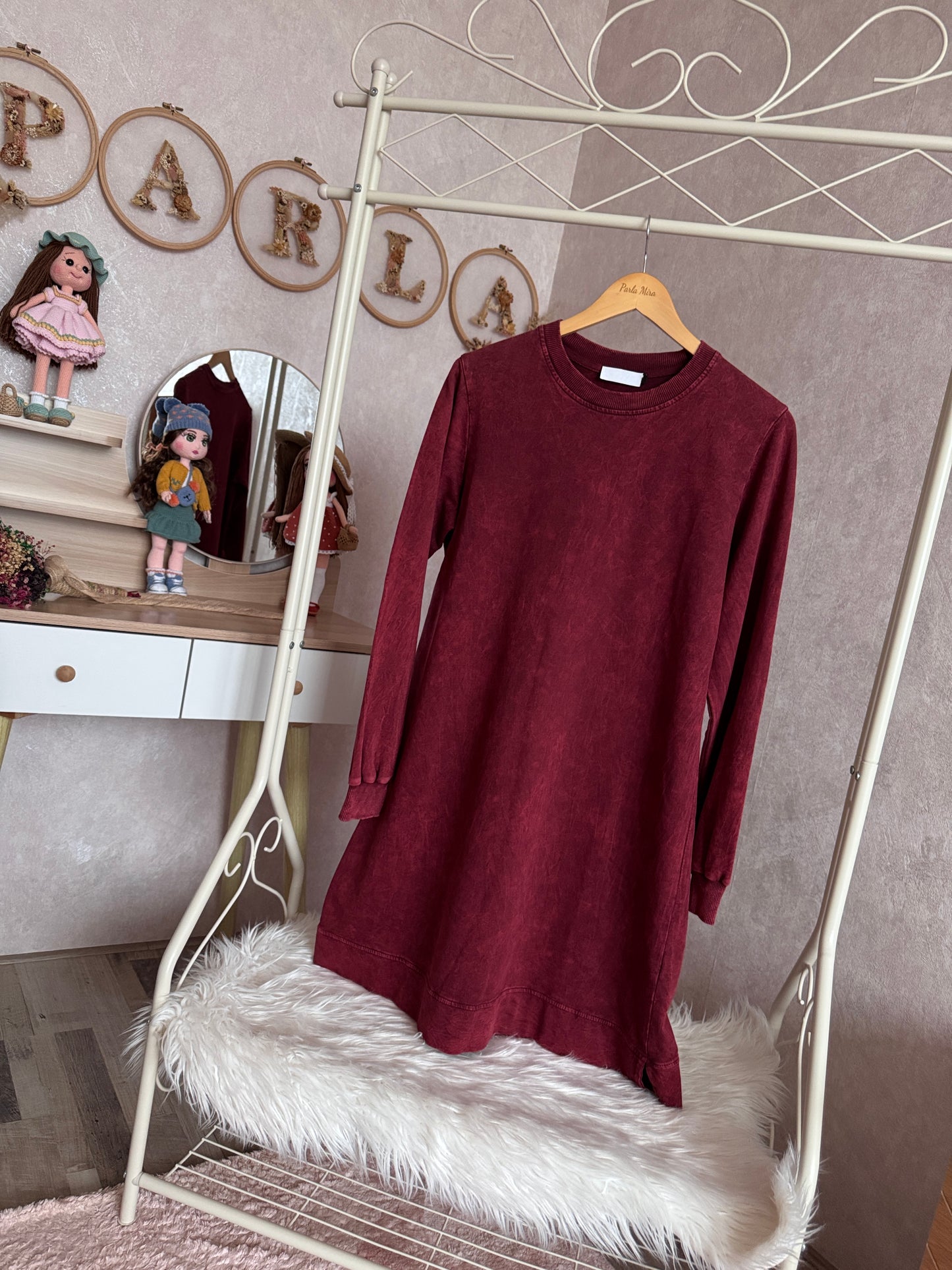 %100 pamuk tunik, bordo