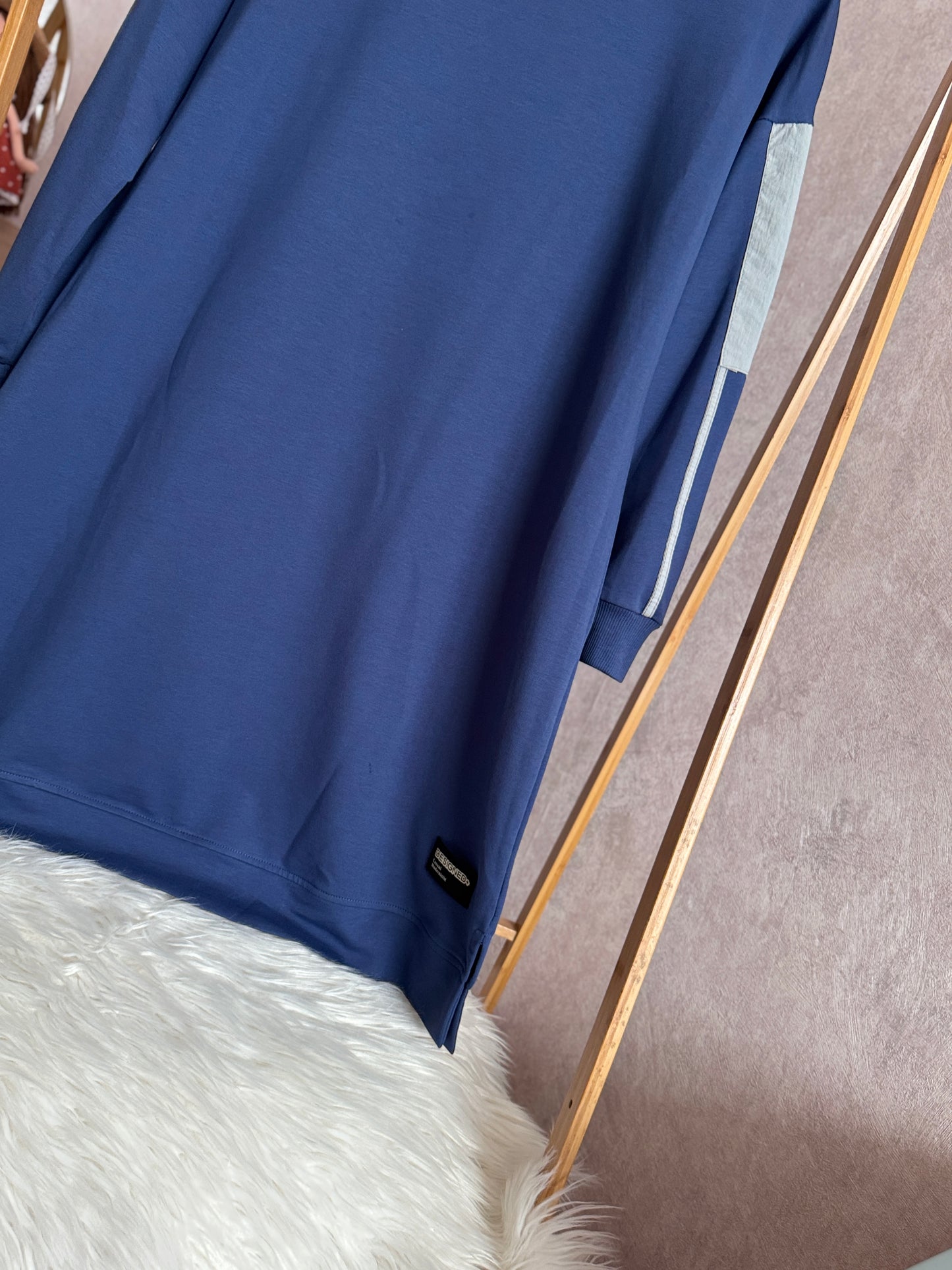 Kolları paraşüt detaylı tunik, indigo (40-46 beden)