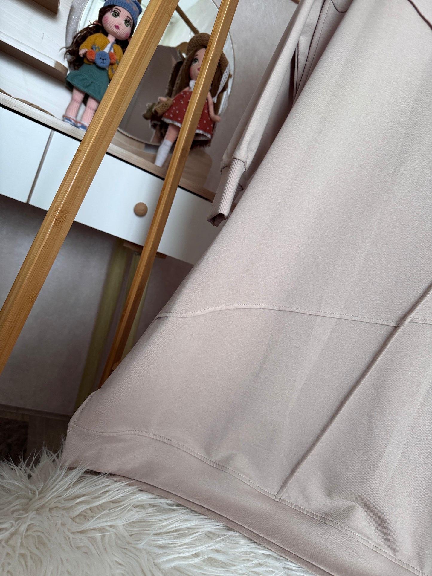Önden dikiş detaylı tunik, bej (42-48 beden)