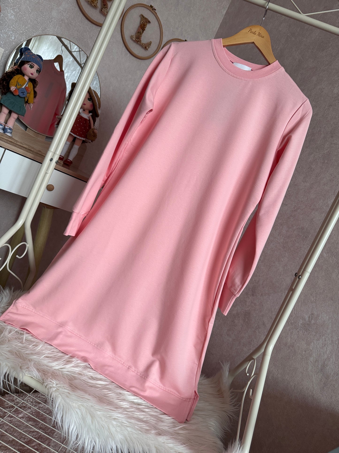 Düz tunik, şeker pembe
