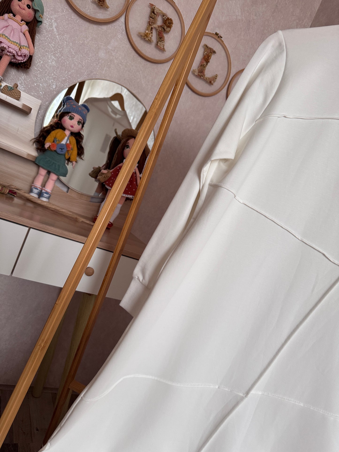 Önden dikiş detaylı tunik, beyaz ( 42-48 beden)