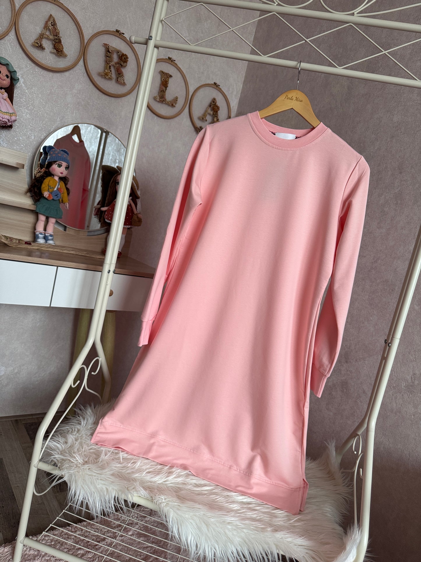 Düz tunik, şeker pembe