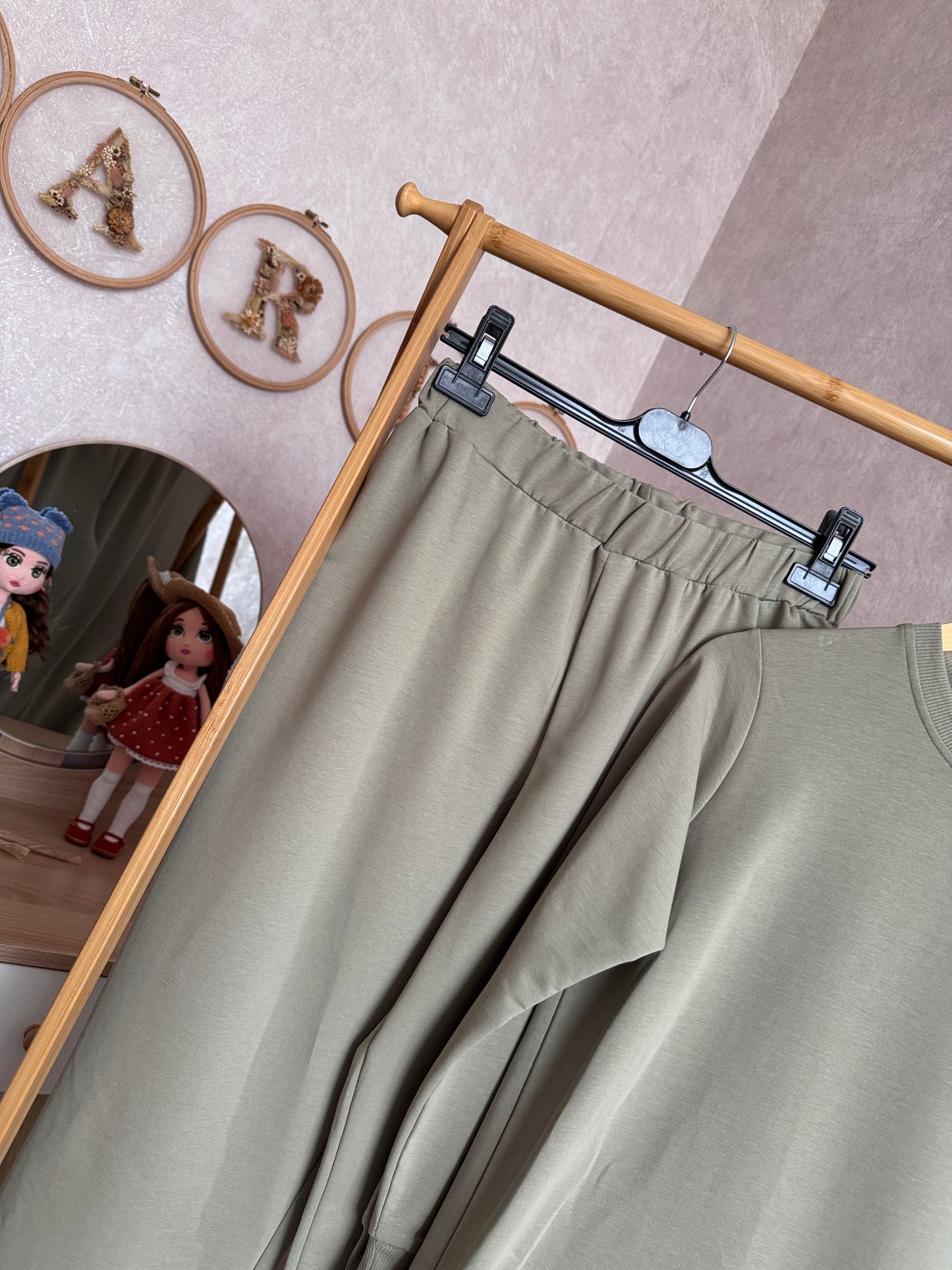 Tunik kolu cep detaylı takım, yeşil (40-46 beden)