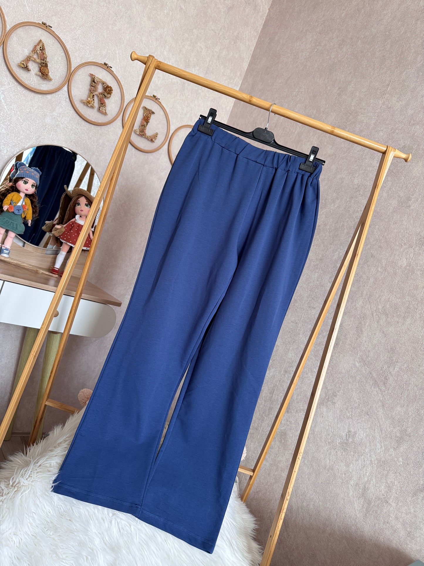 Tunik kolu cep detaylı takım indigo (40-46 beden)