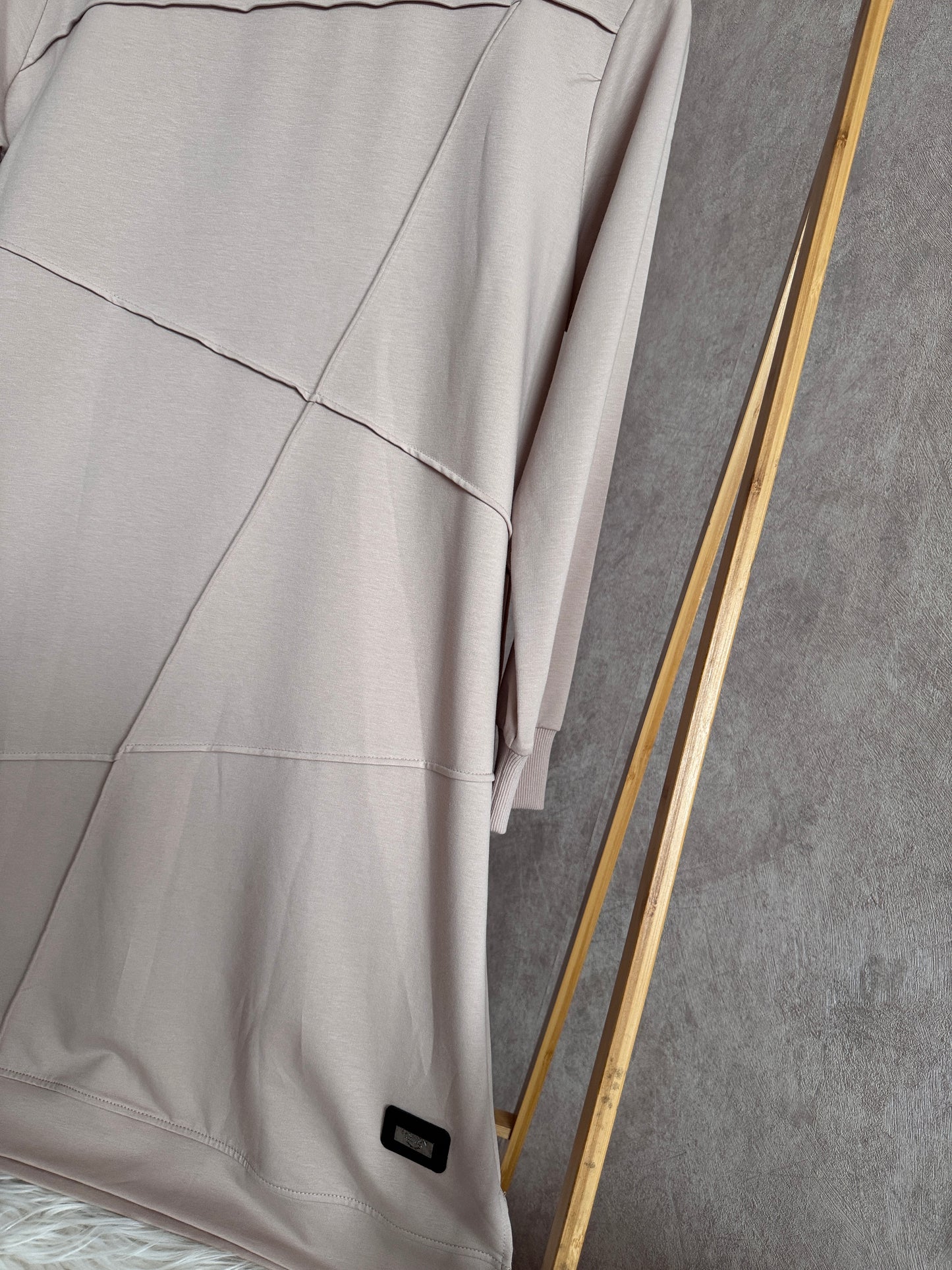 Önden dikiş detaylı tunik, bej (42-48 beden)