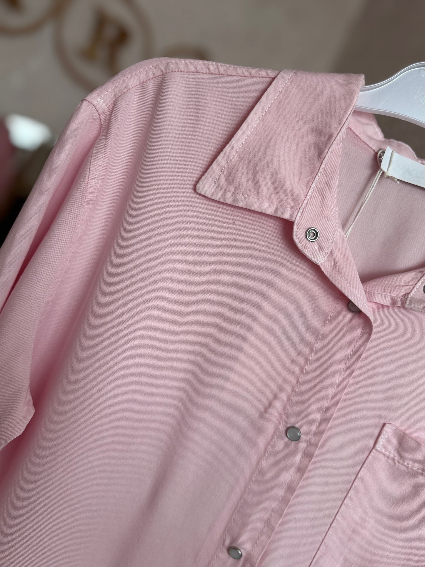Tensel kumaş püsküllü gömlek tunik, pembe