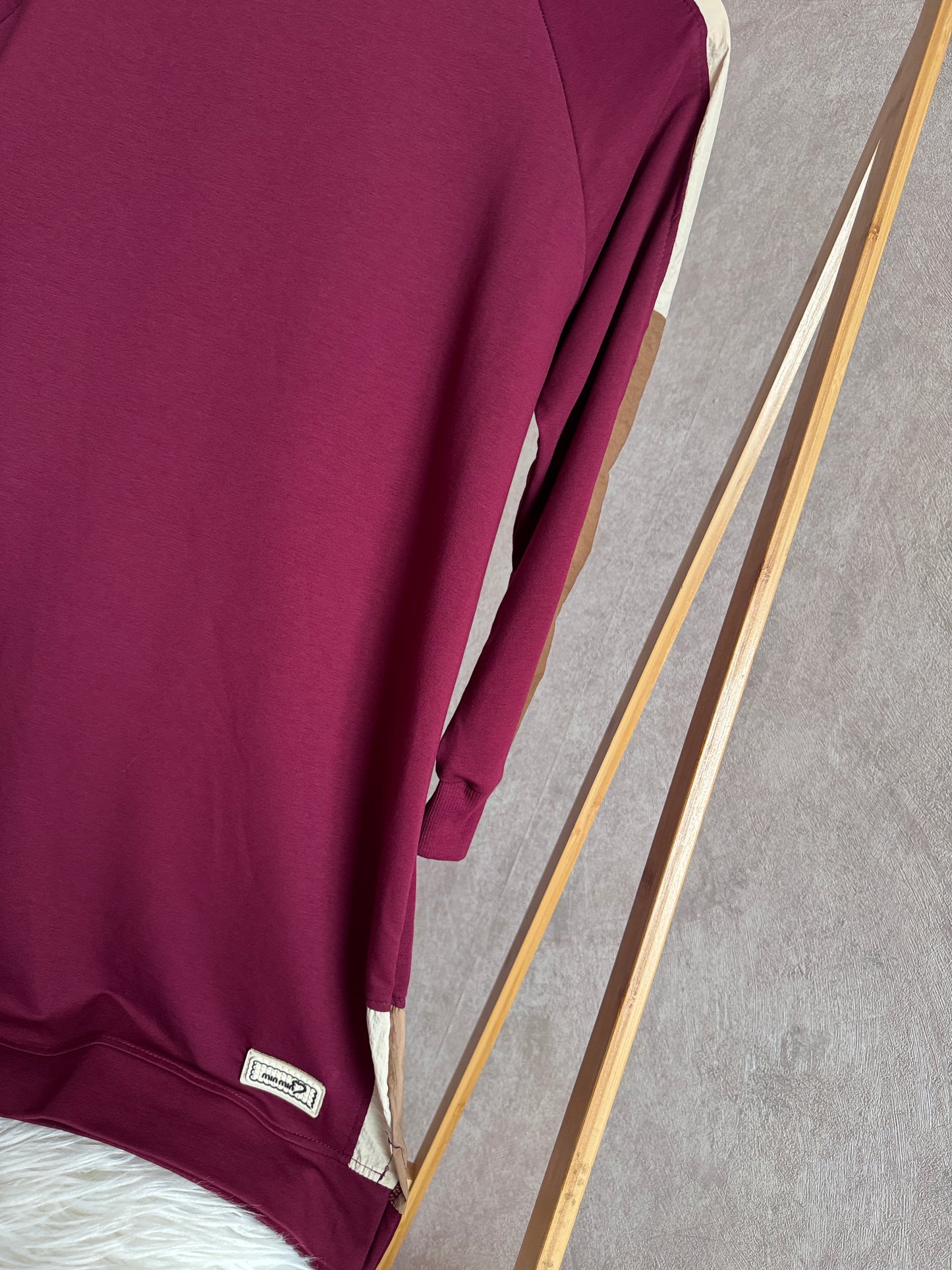 Kol ve omuz paraşüt detaylı tunik, bordo (42-48 beden)