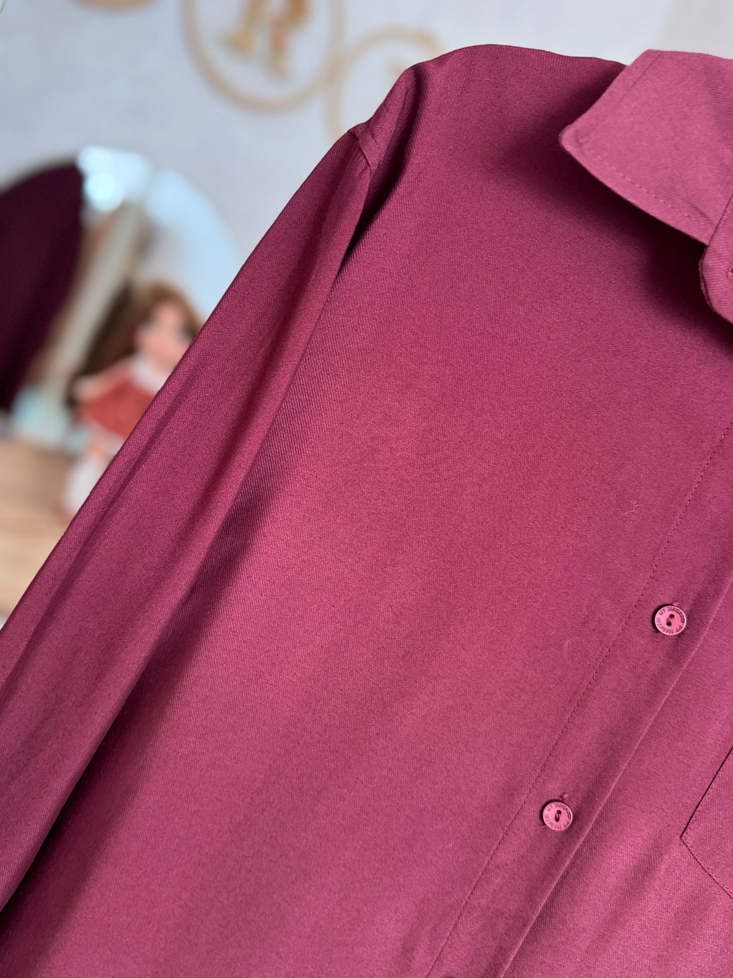 Modal kumaş düz gömlek tunik, bordo