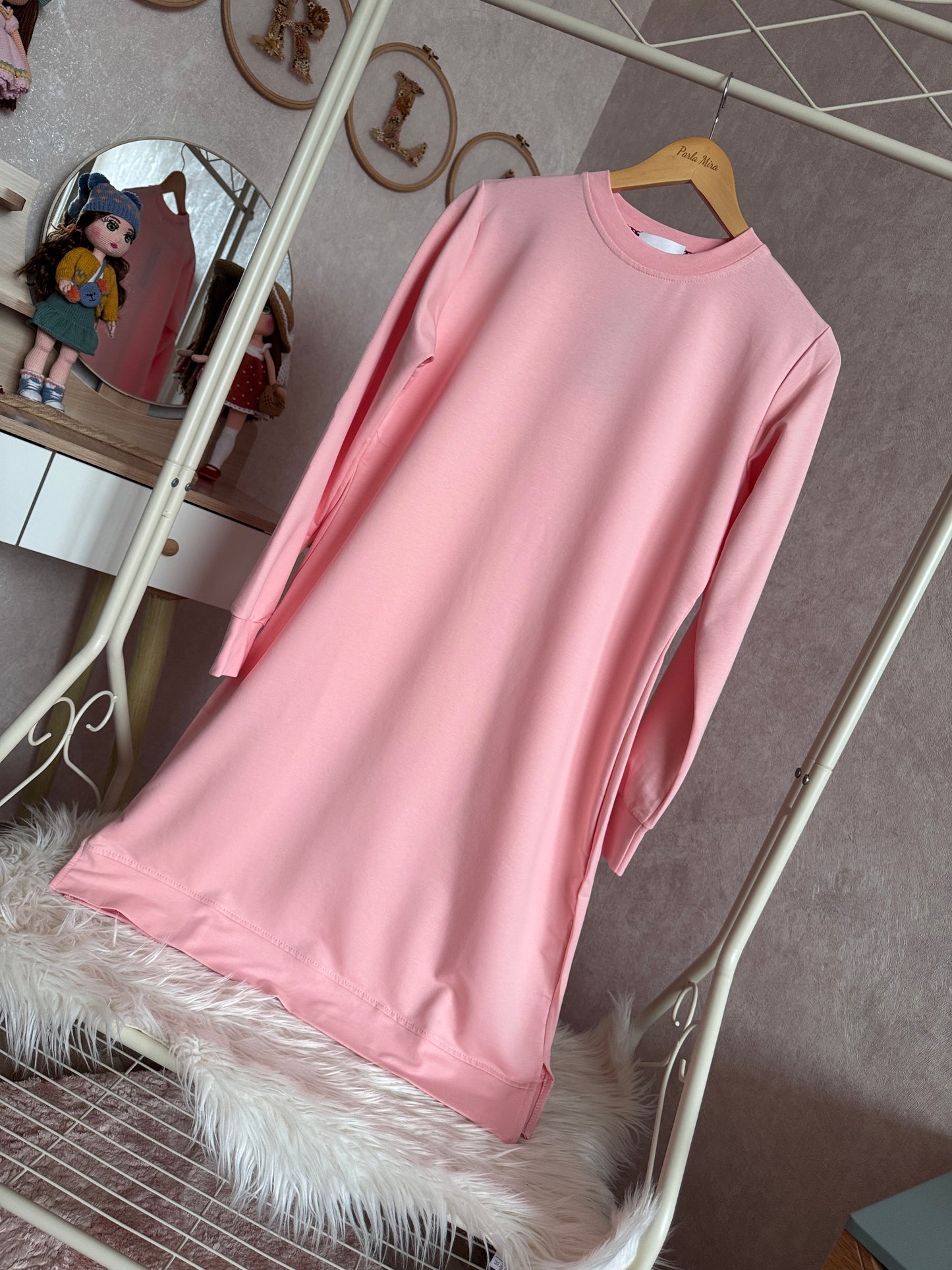 Düz tunik, şeker pembe