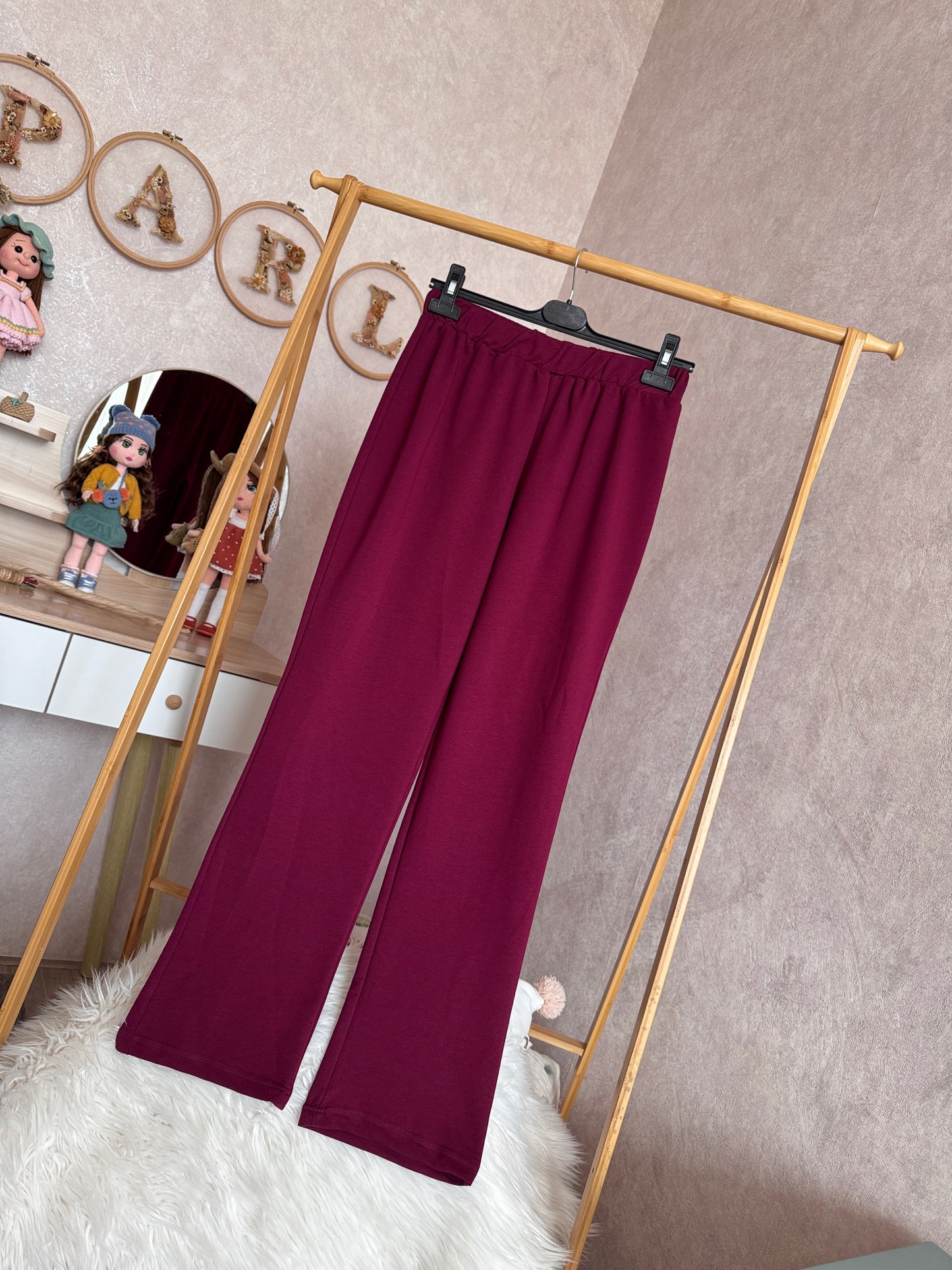 Tunik kolu cep detaylı takım bordo (40-46 beden)