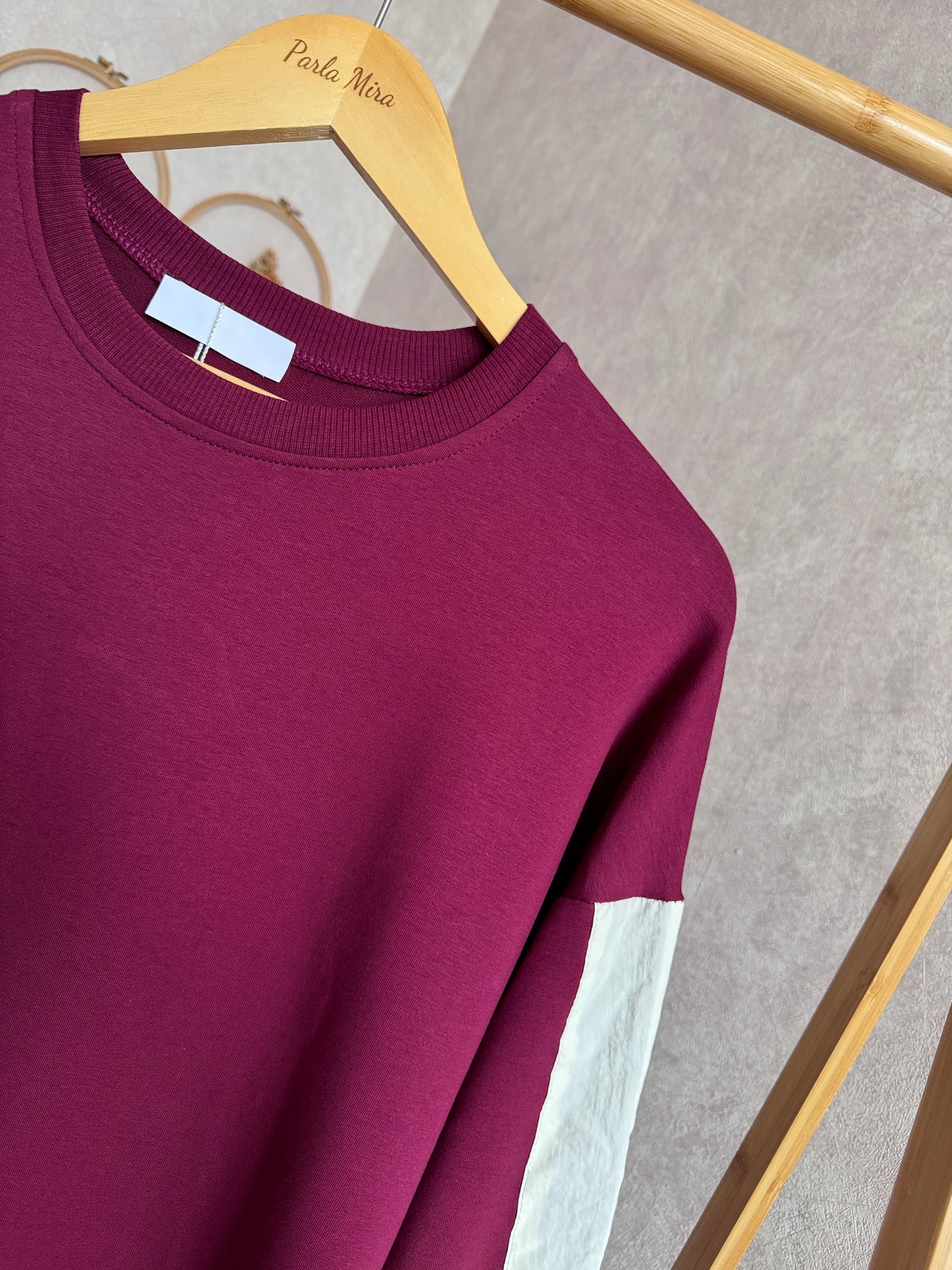 Kolları paraşüt detaylı tunik, bordo (40-46 beden)