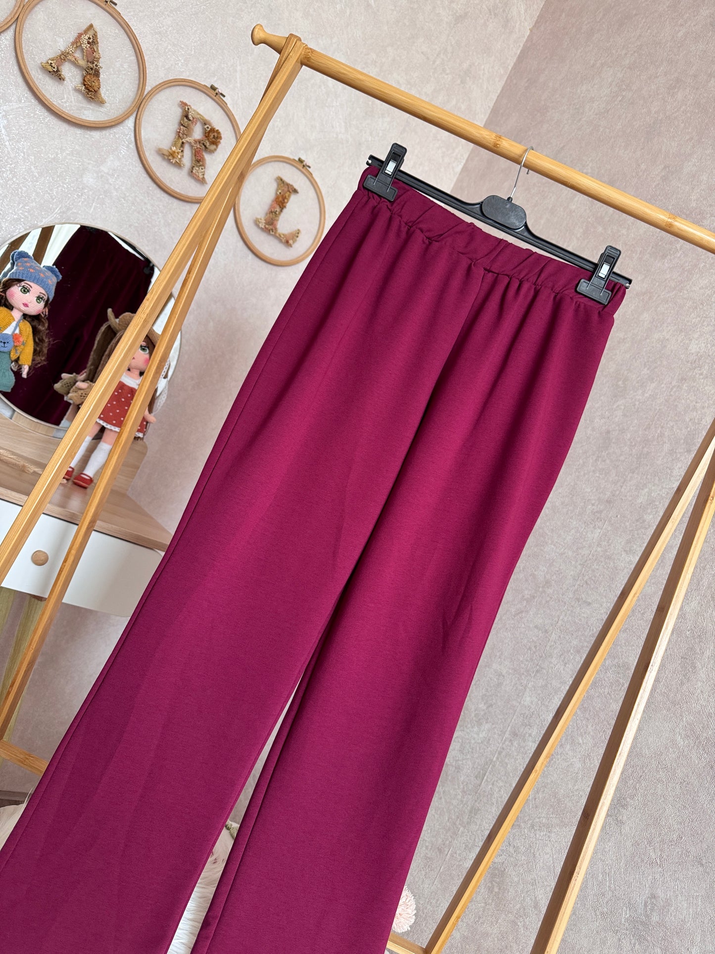 Tunik kolu cep detaylı takım bordo (40-46 beden)