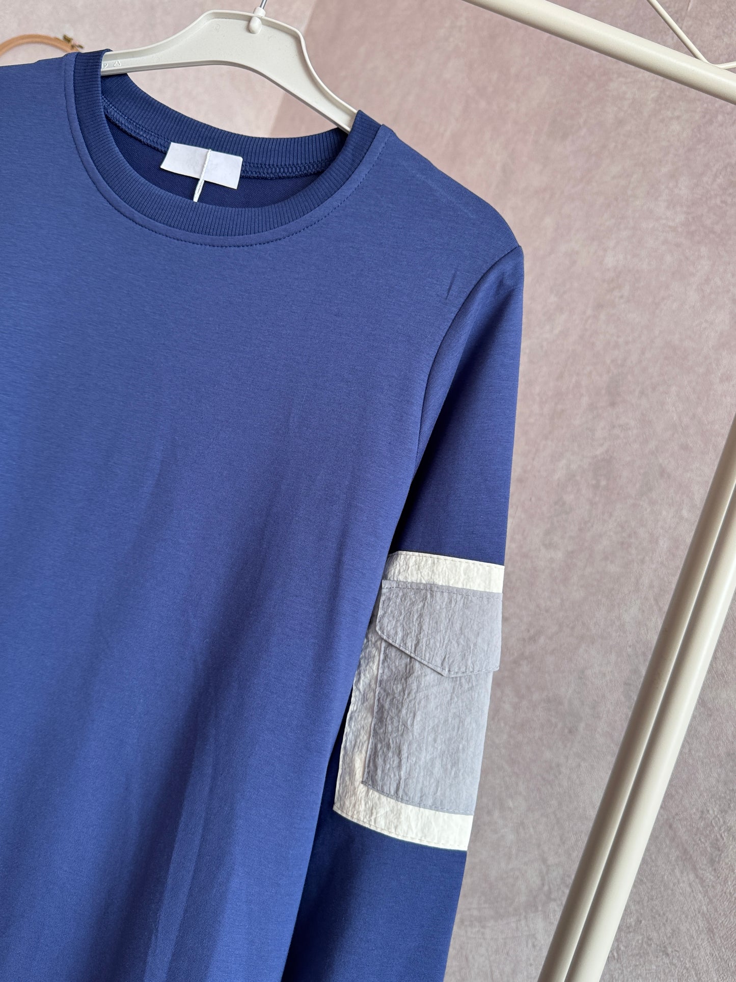 İki iplik penye tunik, kolları cep detaylı, indigo