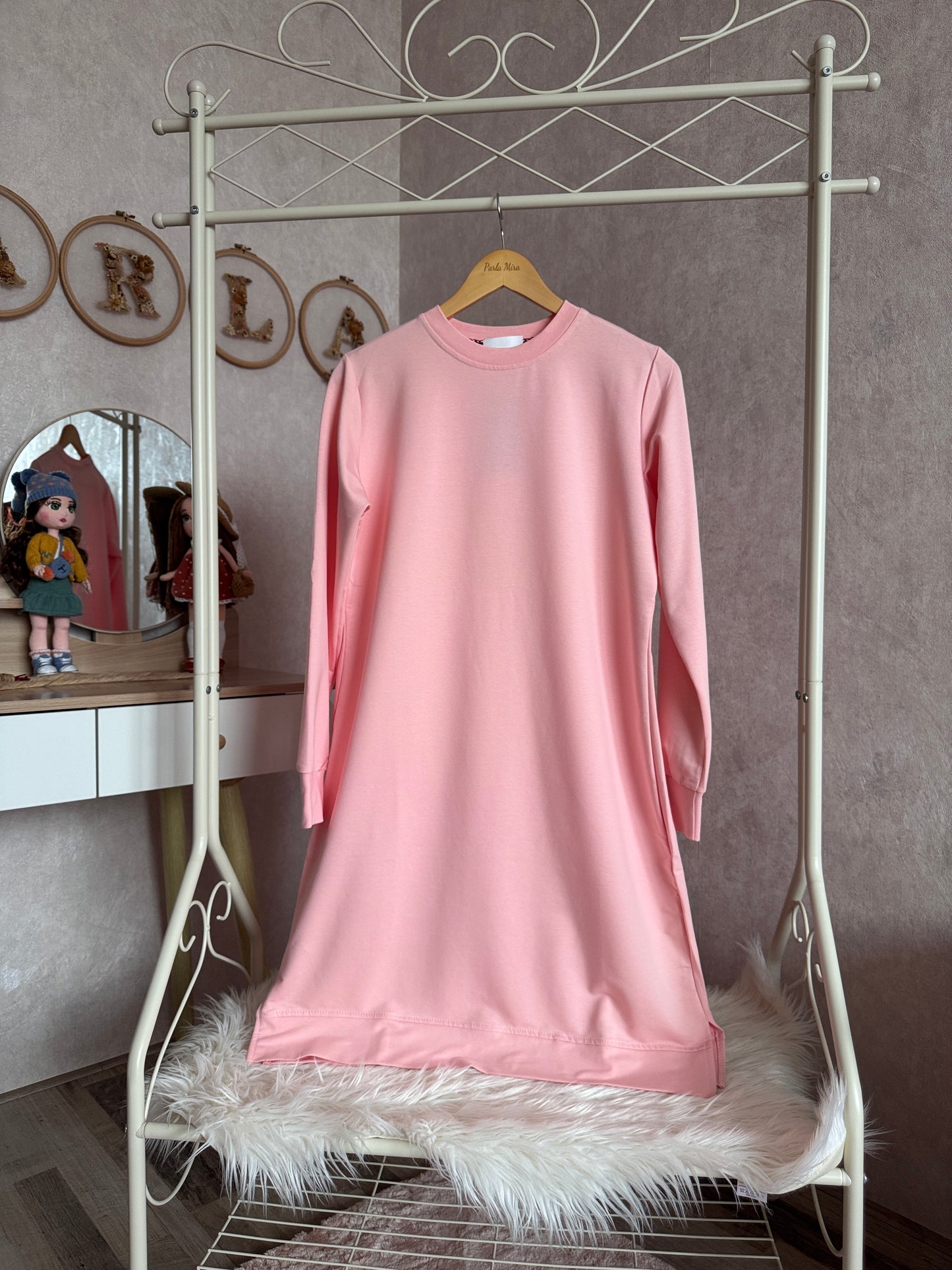 Düz tunik, şeker pembe