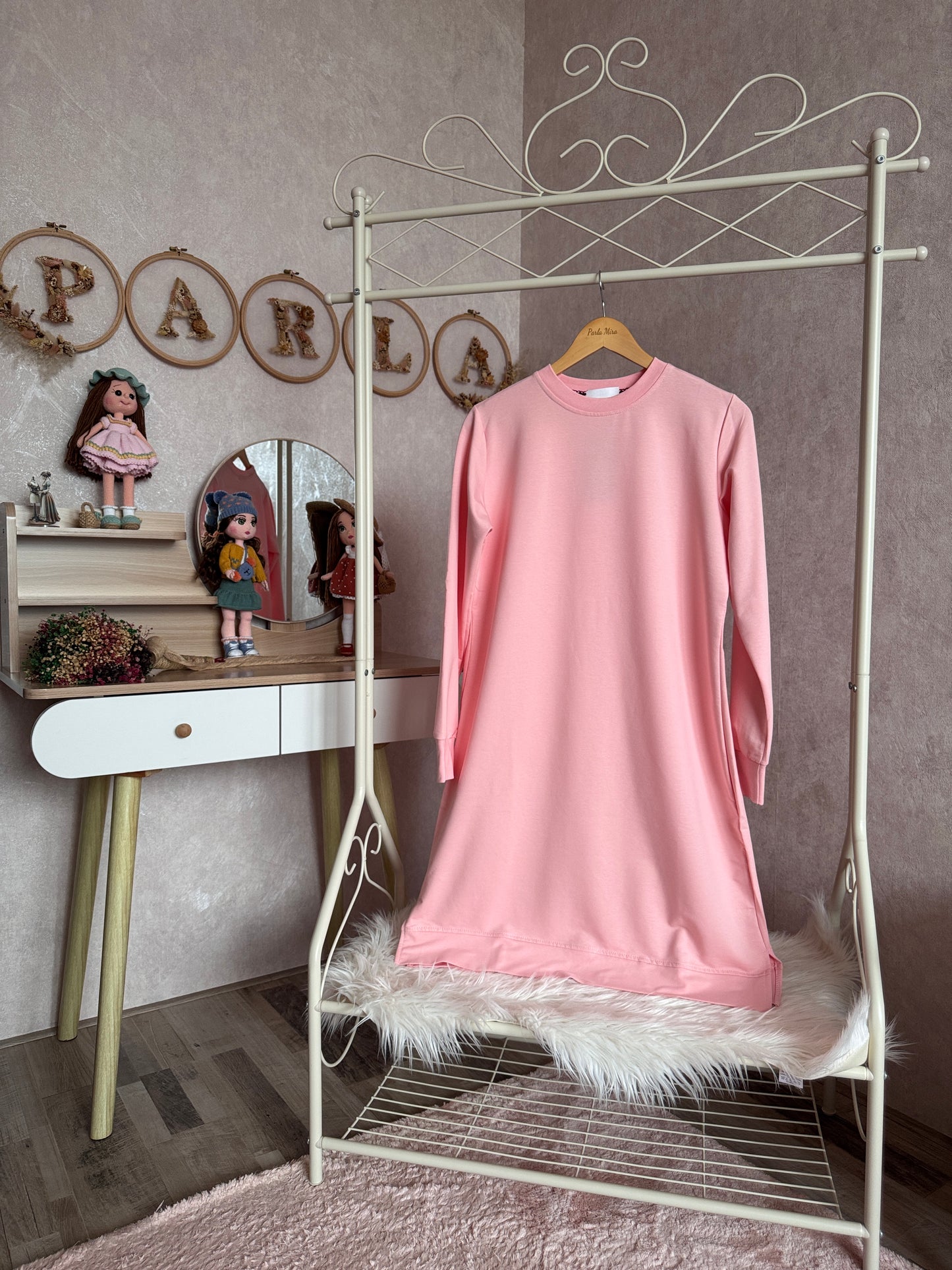 Düz tunik, şeker pembe