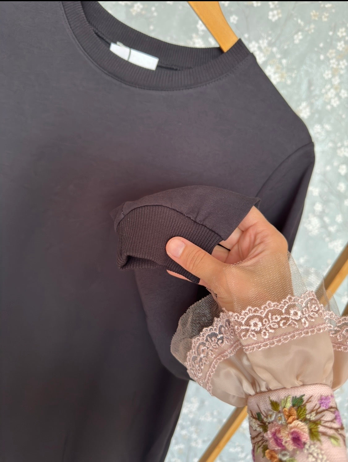Bade iki iplik penye tunik, siyah