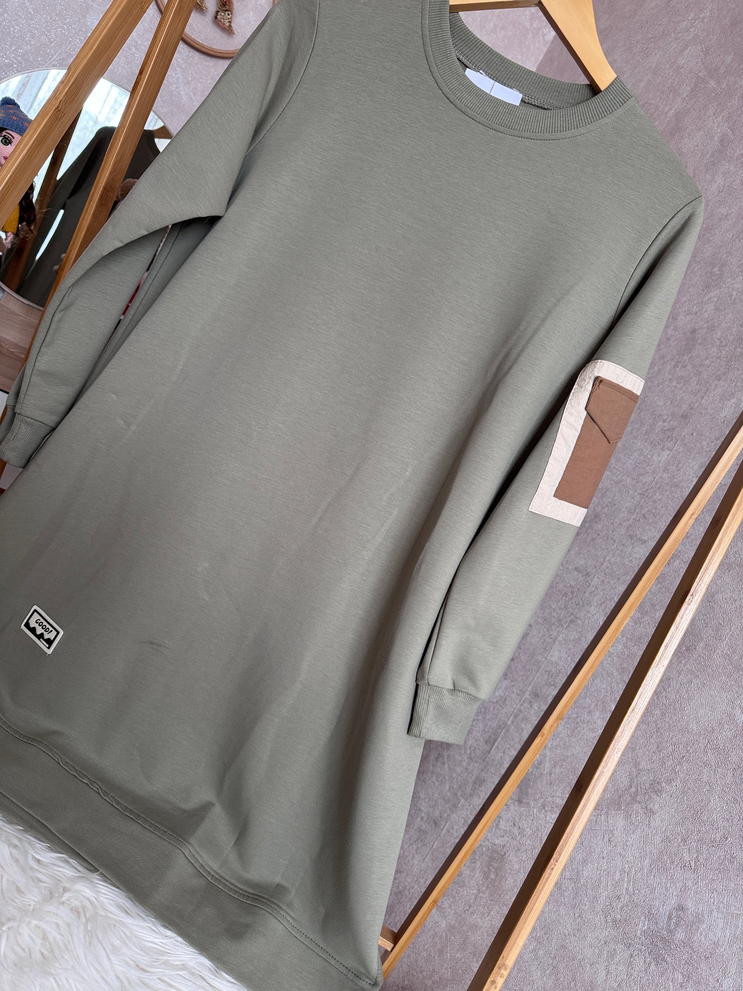 Tunik kolu cep detaylı takım, yeşil (40-46 beden)