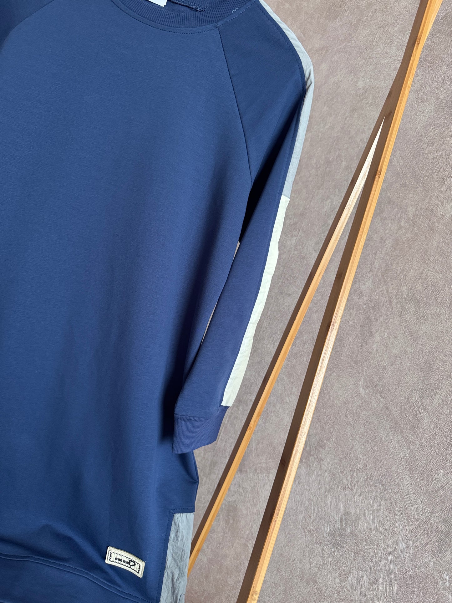 Kol ve omuz paraşüt detaylı tunik, indigo (42-48 beden)