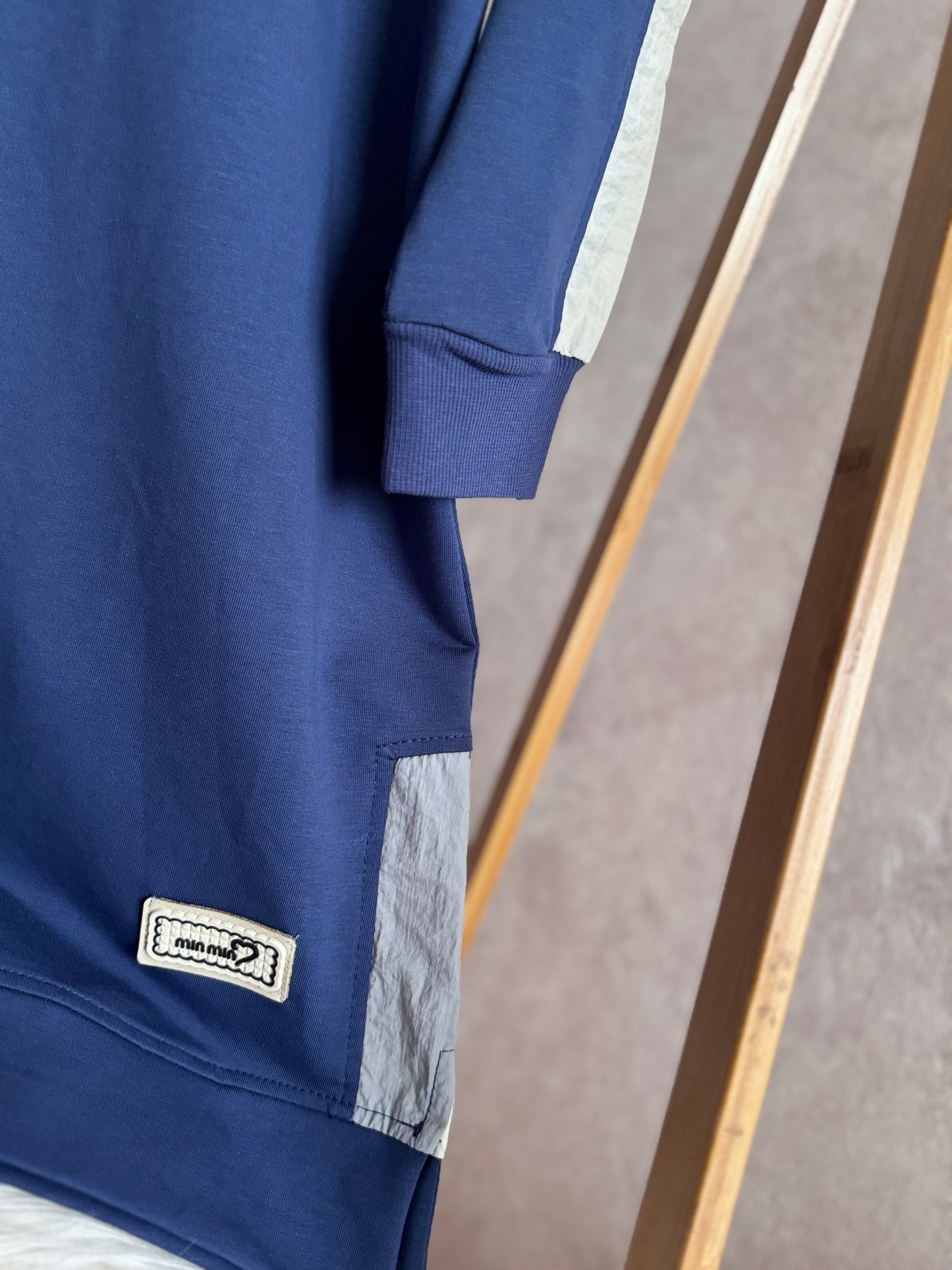 Kol ve omuz paraşüt detaylı tunik, indigo (42-48 beden)