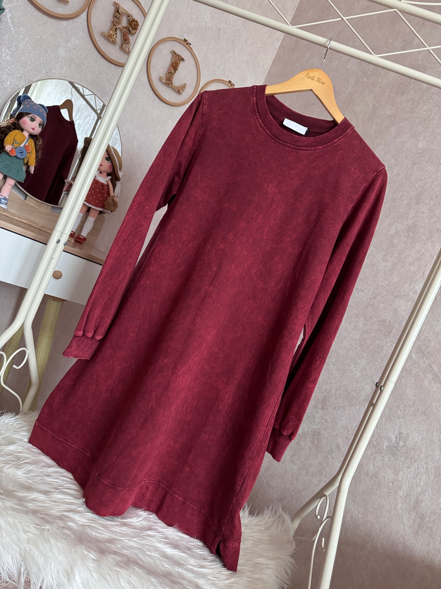 %100 pamuk tunik, bordo