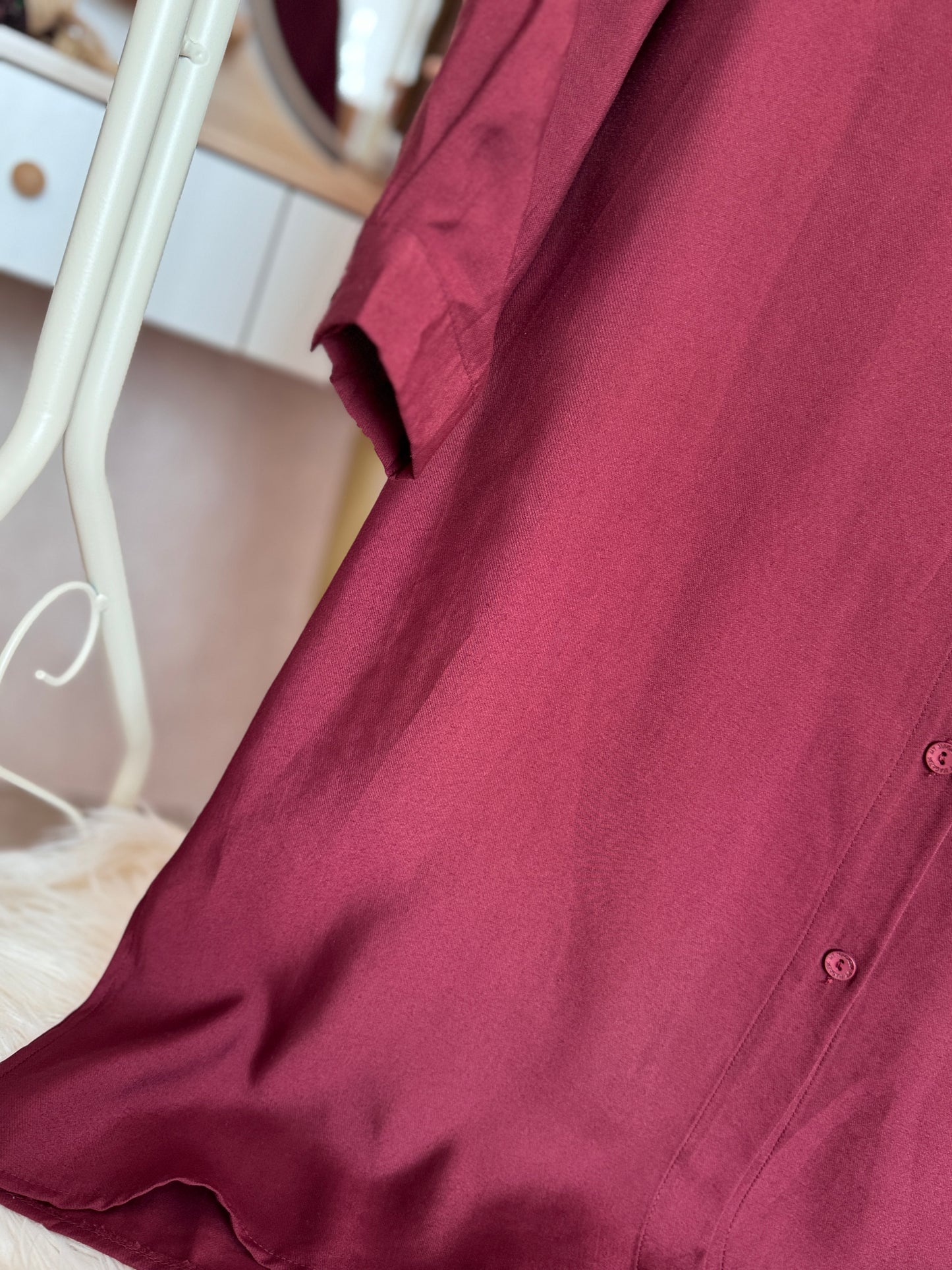 Modal kumaş düz gömlek tunik, bordo