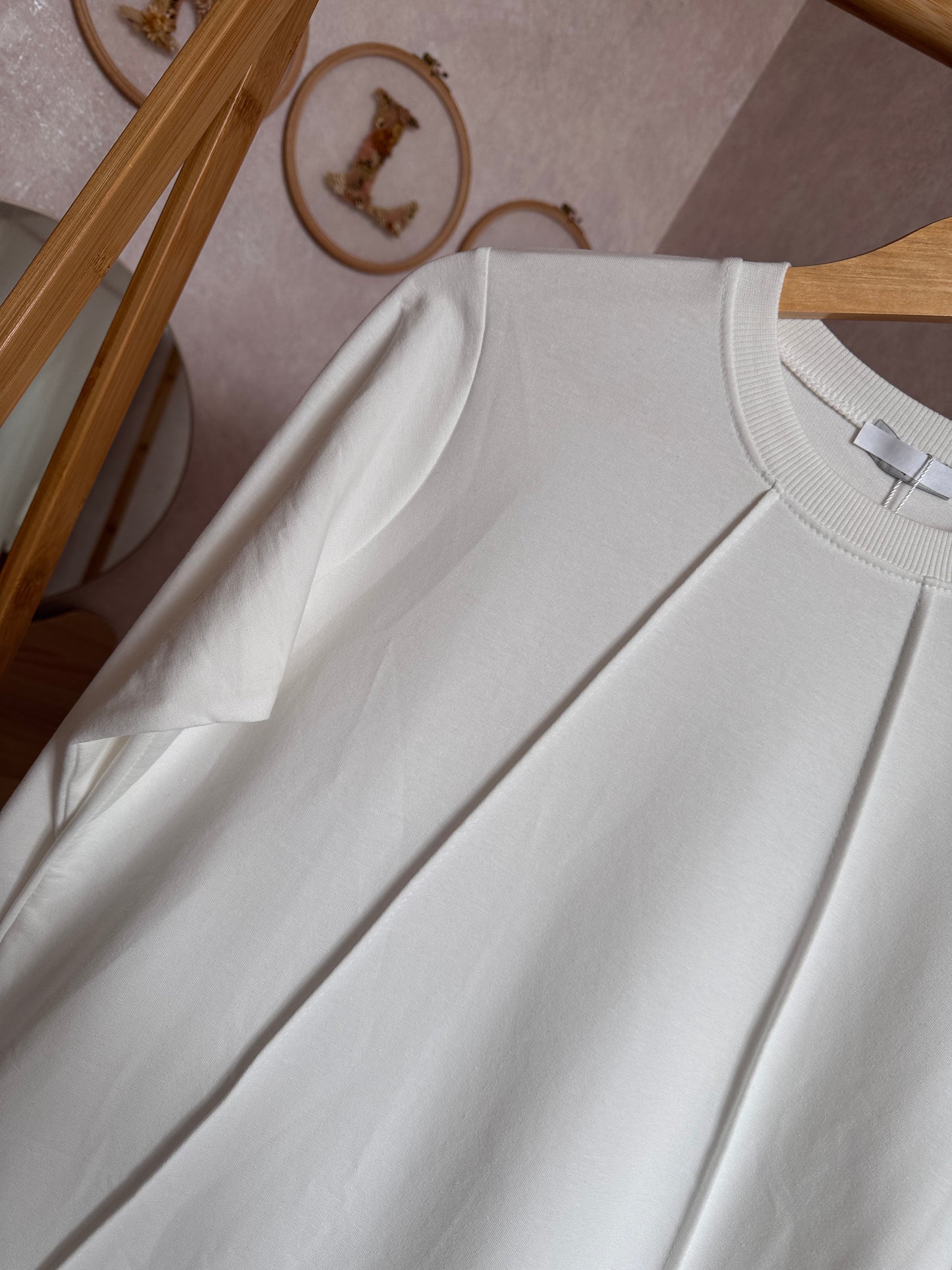 Düz tunik kısa düğme detaylı, beyaz