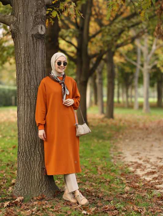 Nevada 120 cm sweat tunik, hardal-kiremit