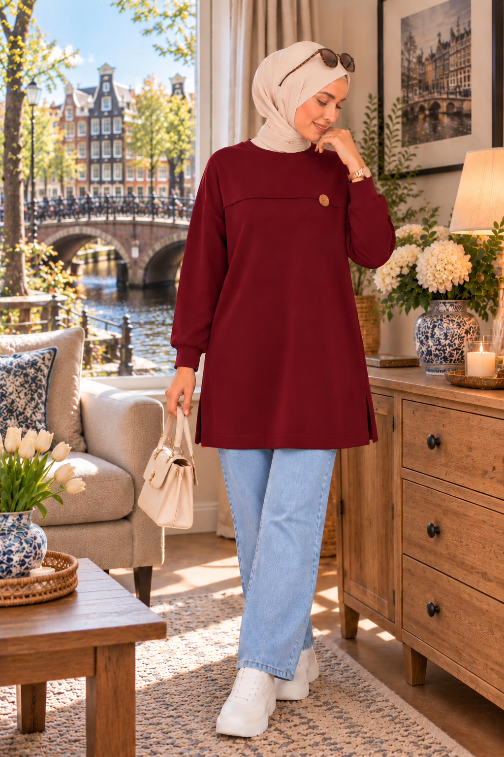 Nalan tunik, bordo