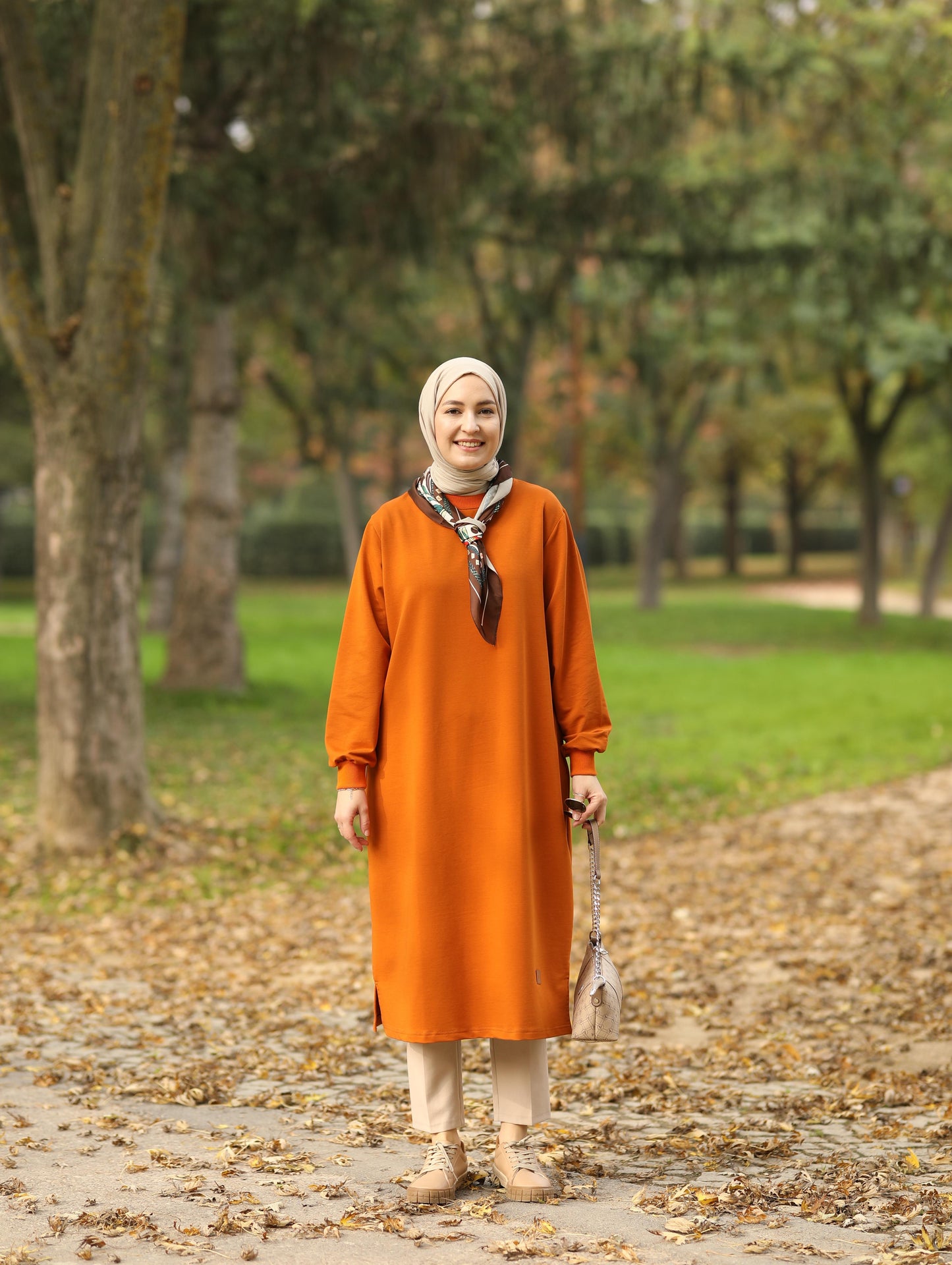 Nevada 120 cm sweat tunik, hardal-kiremit