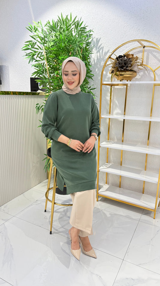 A kalite orijinal oysho kumaş Parla tunik, zümrüt