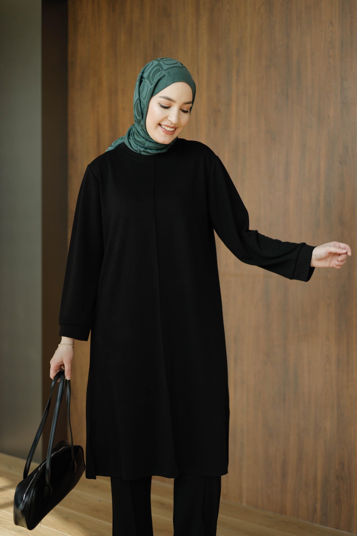 Basic Oysho Uzun İkili Takım Siyah