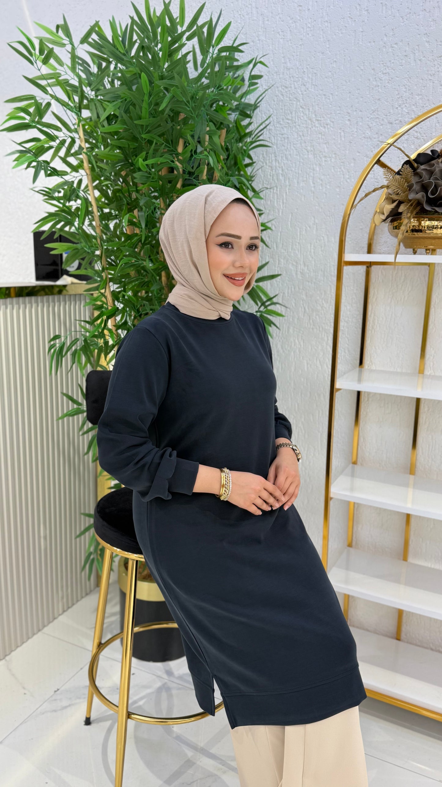 A kalite orijinal oysho kumaş Parla tunik, siyah