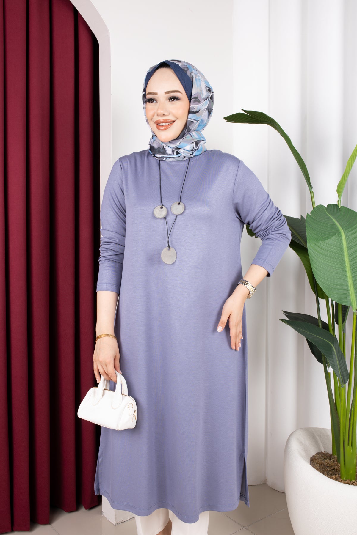 Selen tunik, mavi