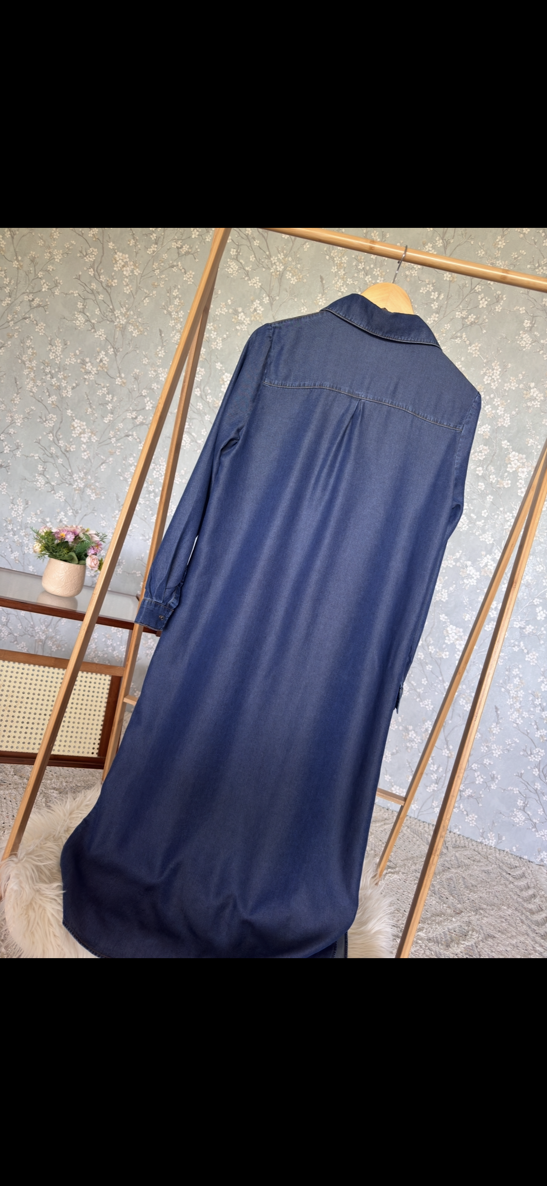 Bahar denim, kap-tunik, koyu mavi