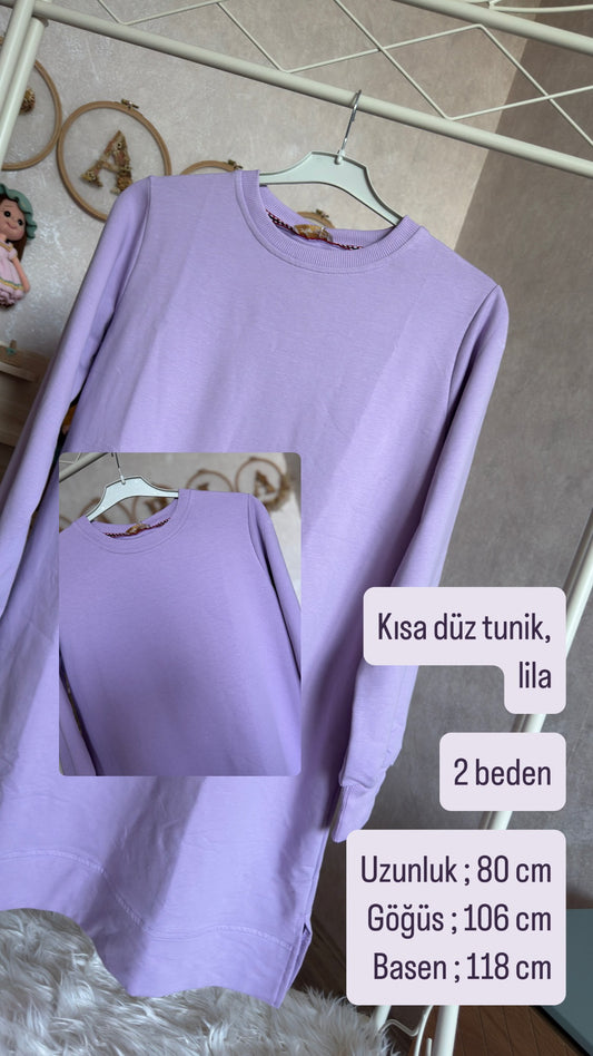 Kısa düz tunik lila
