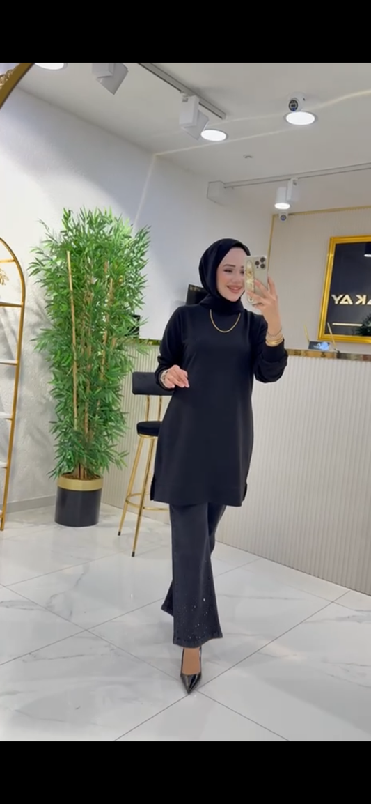 Düz tunik kısa siyah