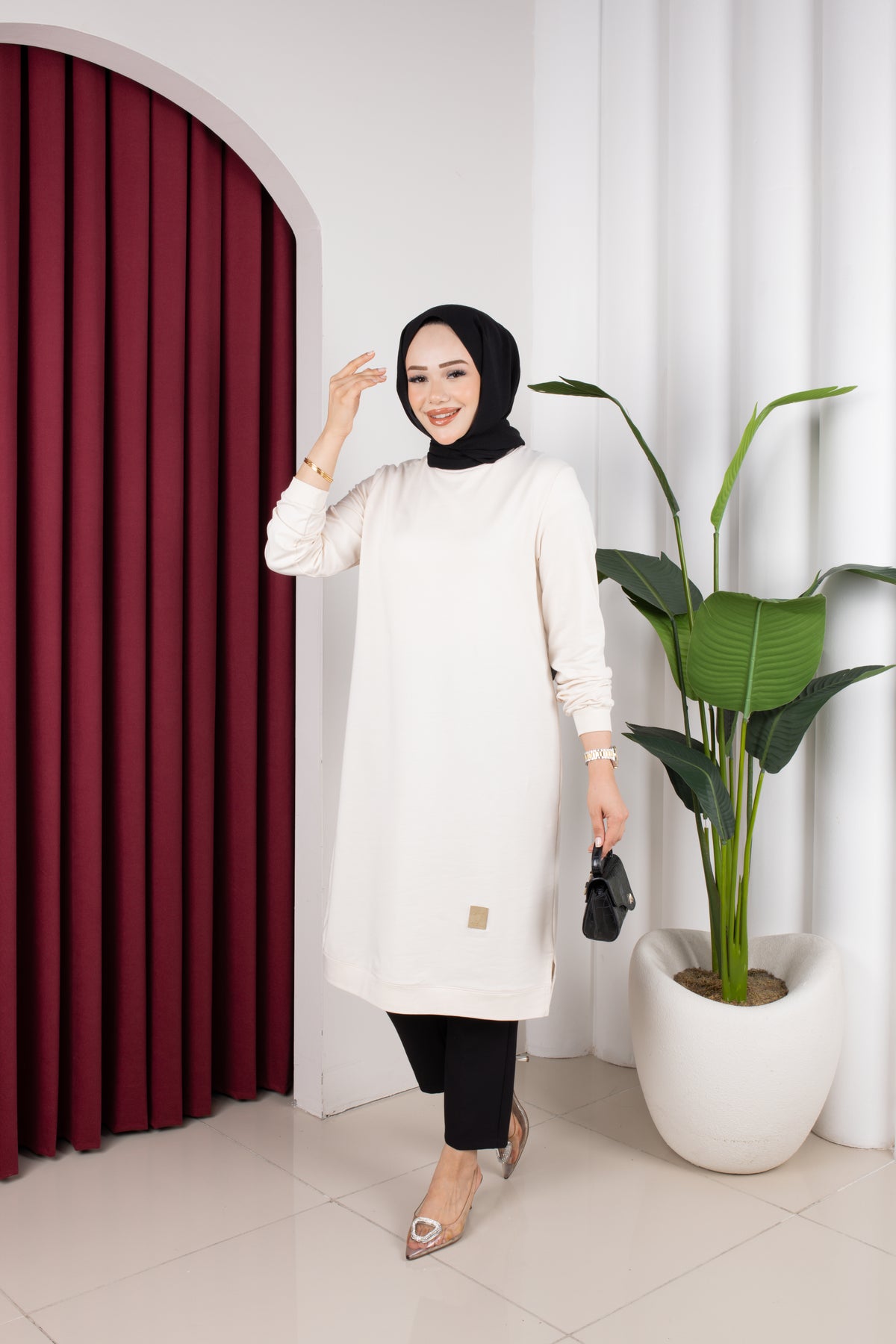 Bade tunik, krem