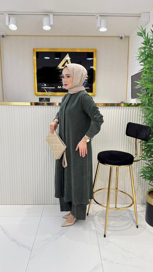 A kalite %100 pamuk uzun takım, yeşil