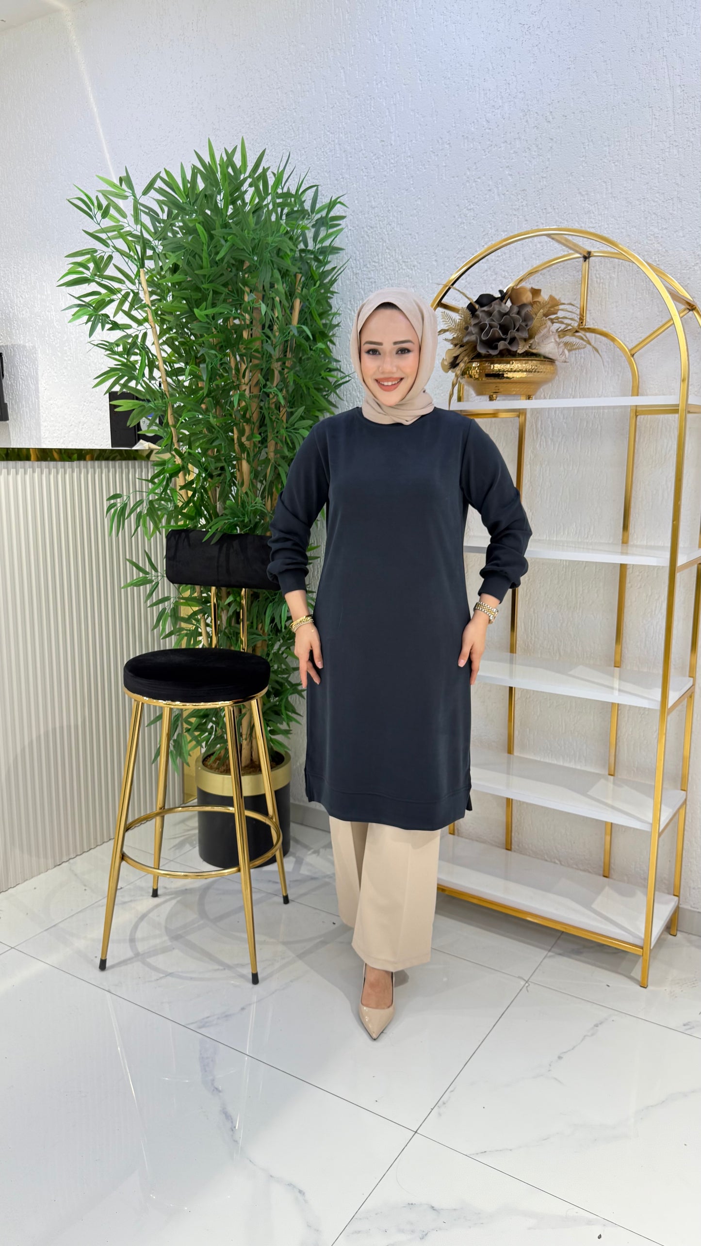 A kalite orijinal oysho kumaş Parla tunik, siyah