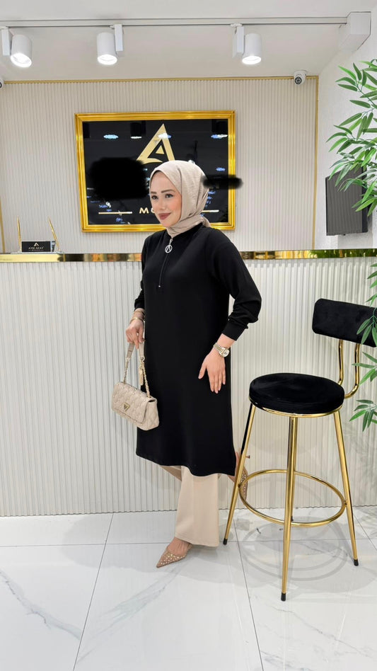 A kalite orijinal ince oysho kumaş tunik, siyah