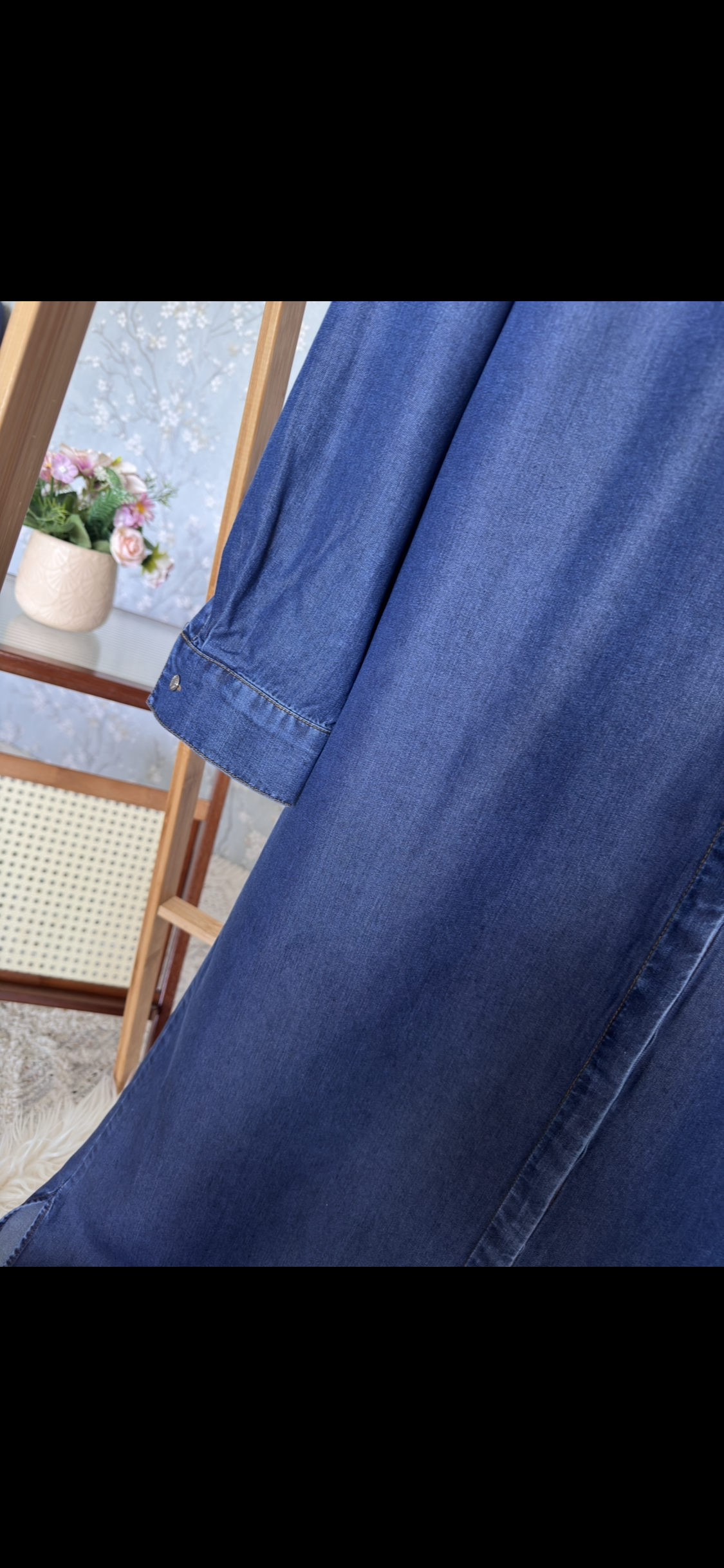 Bahar denim, kap-tunik, koyu mavi