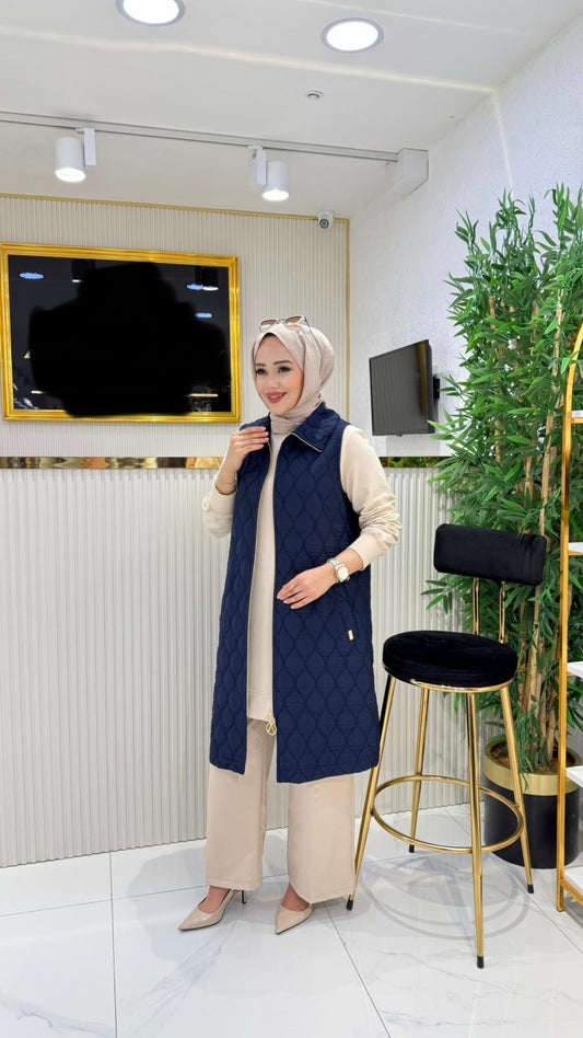 Kapitone yelek, 100 cm lacivert