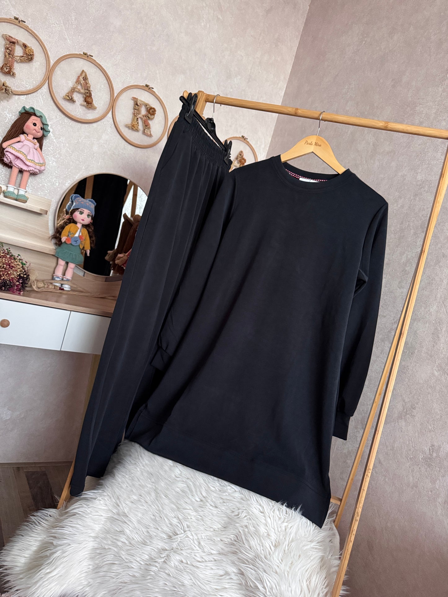 A kalite orijinal oysho kumaş takım, siyah