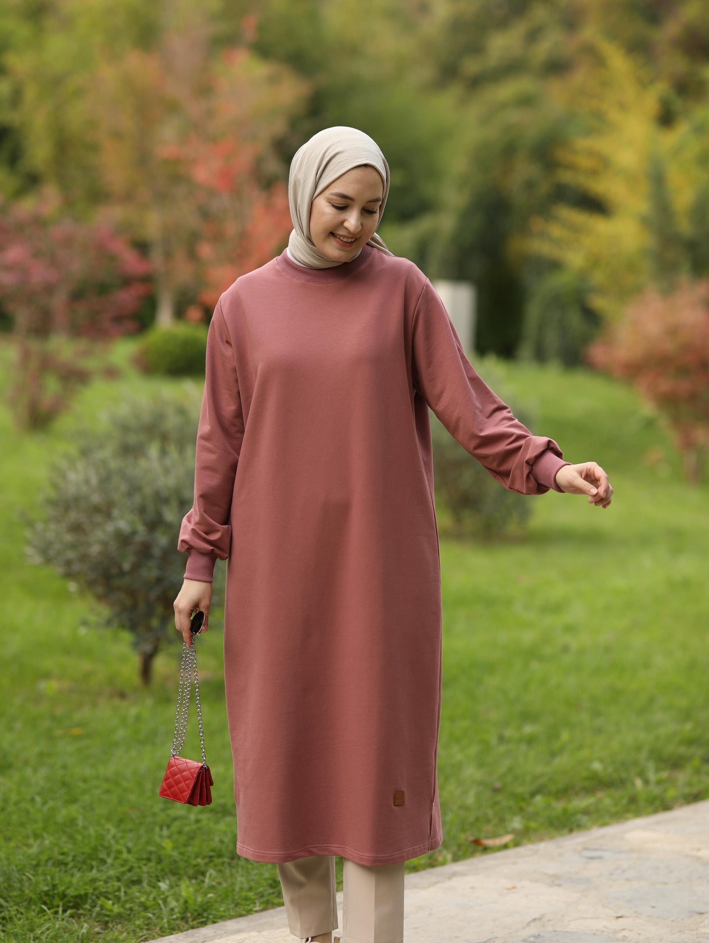 Nevada 120 cm sweat tunik, Gül kurusu