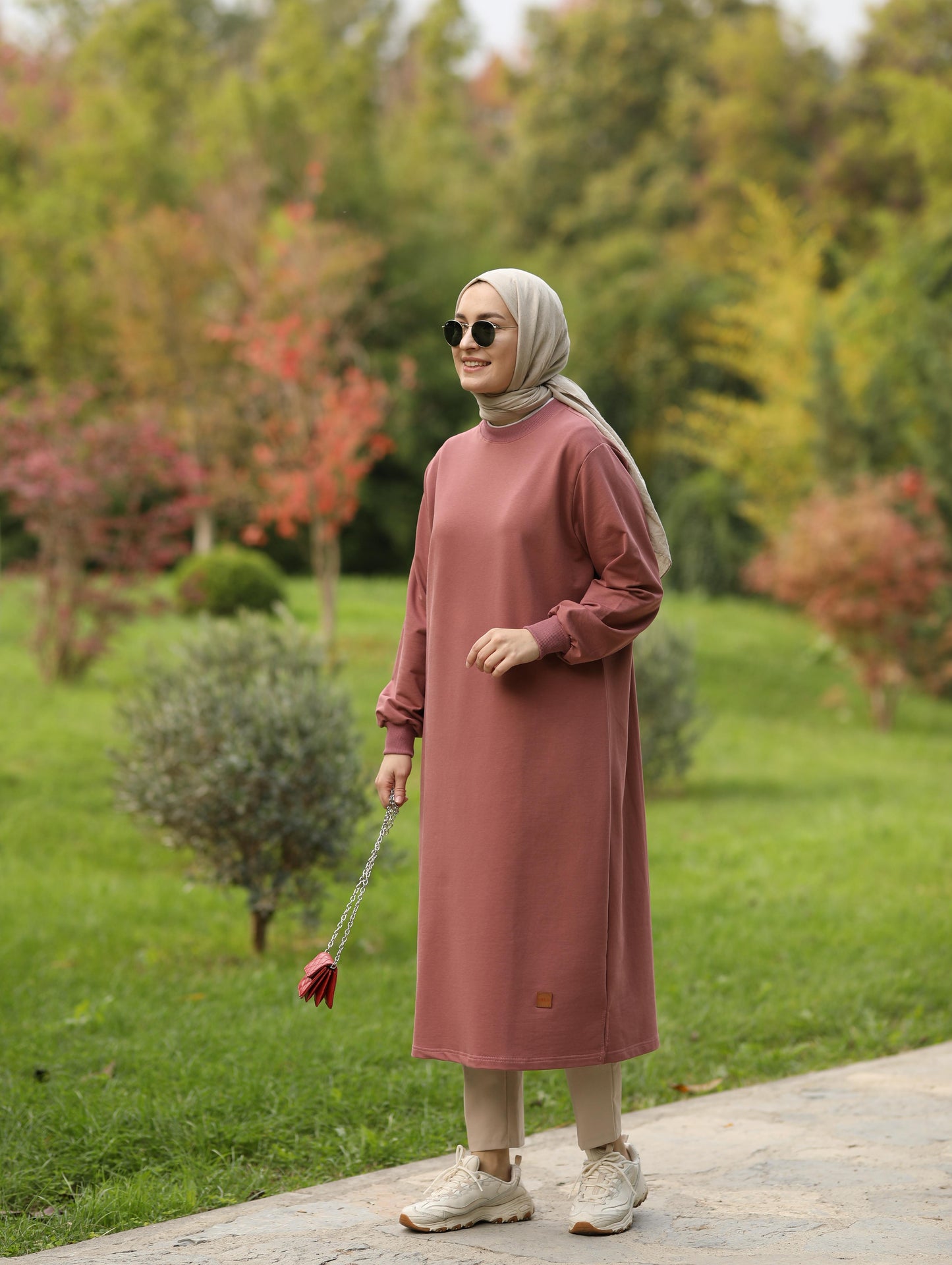 Nevada 120 cm sweat tunik, Gül kurusu