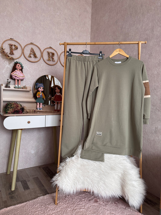 Tunik kolu cep detaylı takım, yeşil (40-46 beden)